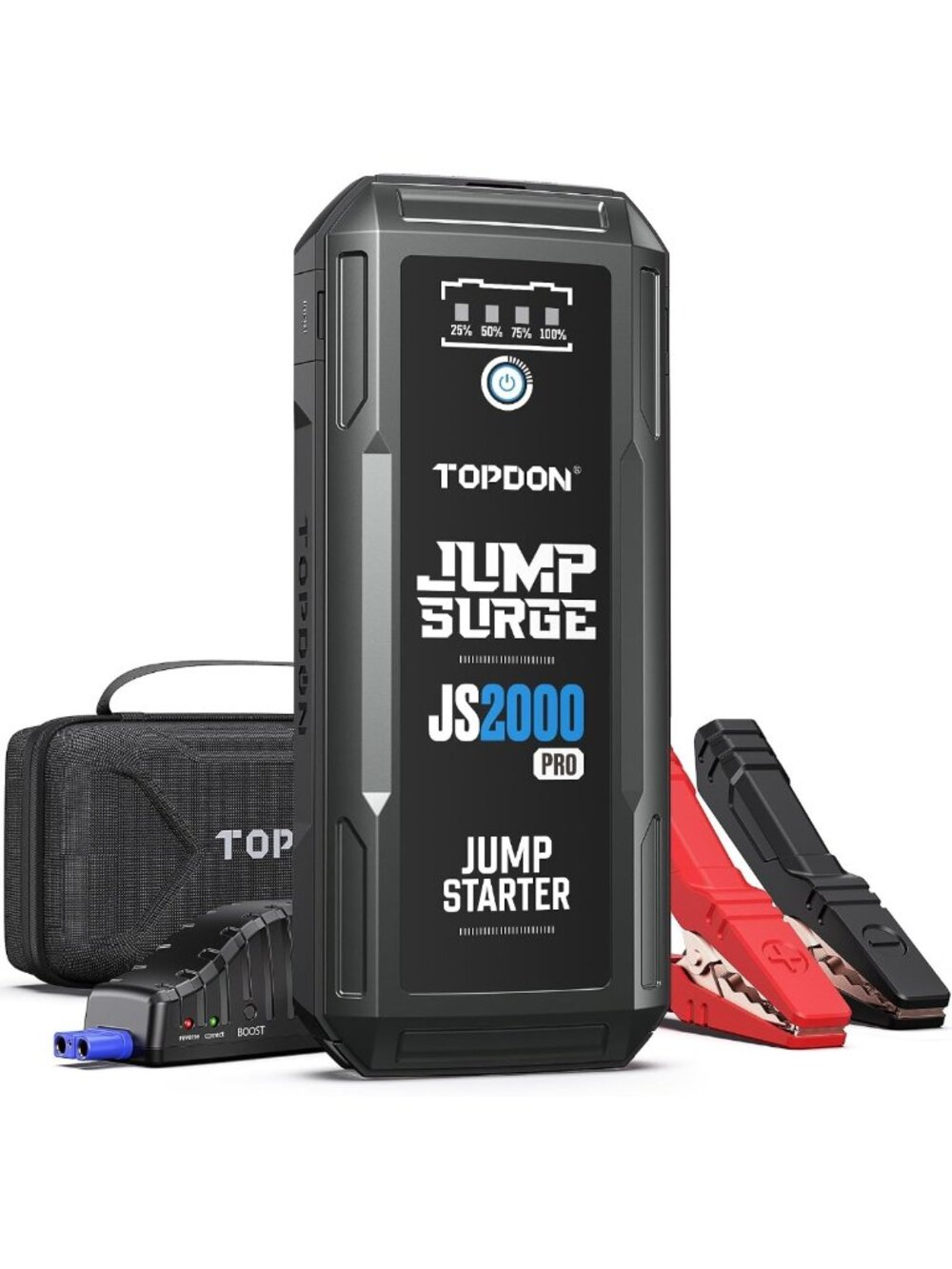 Powerful 2000A Jump Starter for 8L Gas & 6L Diesel Engines - Boost Mode, Compact